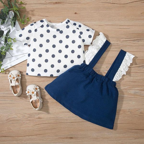 summer baby girls pure cotton polka-dot short-sleeved lace t-shirt and blue a-line suspender skirt fashion children's suit clothing set, White
summer baby girls pure cotton polka-dot short-sleeved lace t-shirt and blue a-line suspender skirt fashion children's suit clothing set, White