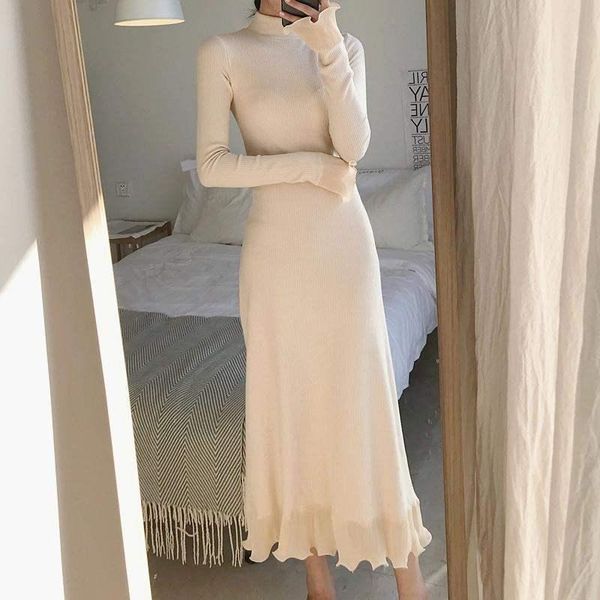 casual dresses elegant pullover knitted woolen dress ruffled lace edge bottoming jersey women's autumn and winter long sleeve, Black;gray
casual dresses elegant pullover knitted woolen dress ruffled lace edge bottoming jersey women's autumn and winter long sleeve, Black;gray