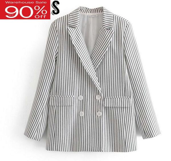 women's suits & blazers 2021 autumn woman england loose causal women stripe coats and jackets double breasted female blazer, White;black
women's suits & blazers 2021 autumn woman england loose causal women stripe coats and jackets double breasted female blazer, White;black