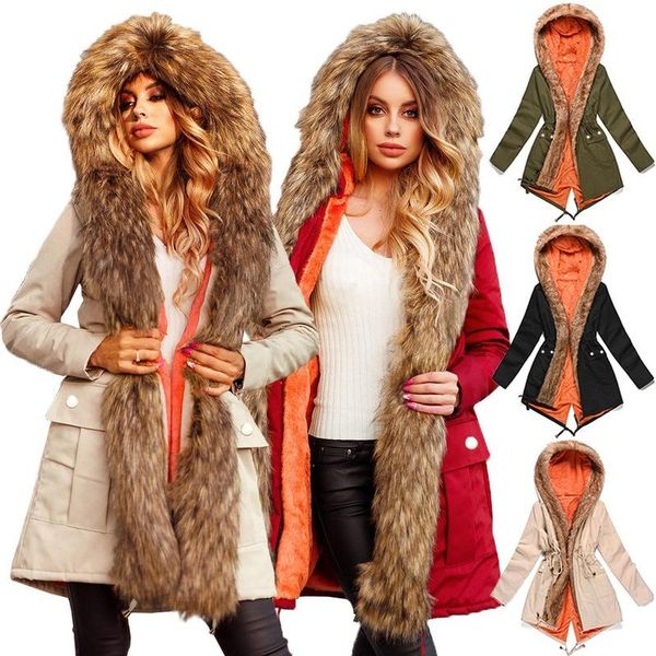 women winter coat wool hooded woman parkas coats jackets warm faux fur collar women's, Black;brown
women winter coat wool hooded woman parkas coats jackets warm faux fur collar women's, Black;brown
