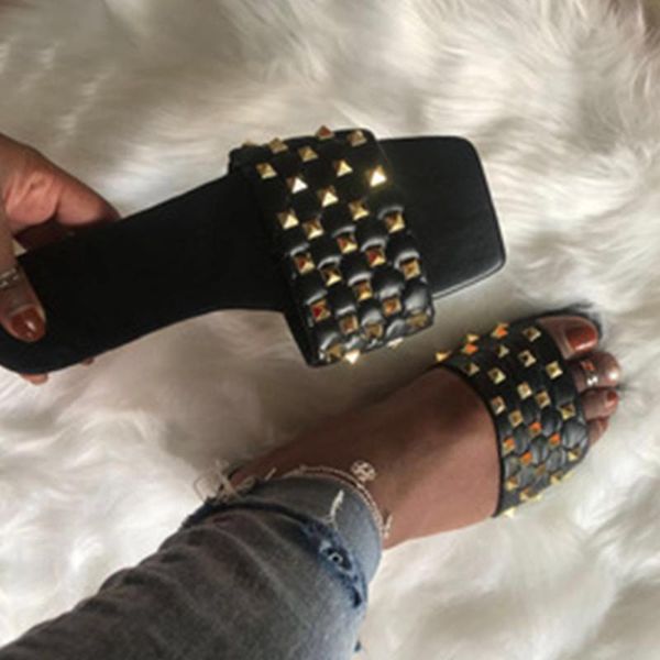 rivet slippers women flats women's square toe slides sewing outdoor shoes female casual summer fashion plus size drop, Black
rivet slippers women flats women's square toe slides sewing outdoor shoes female casual summer fashion plus size drop, Black