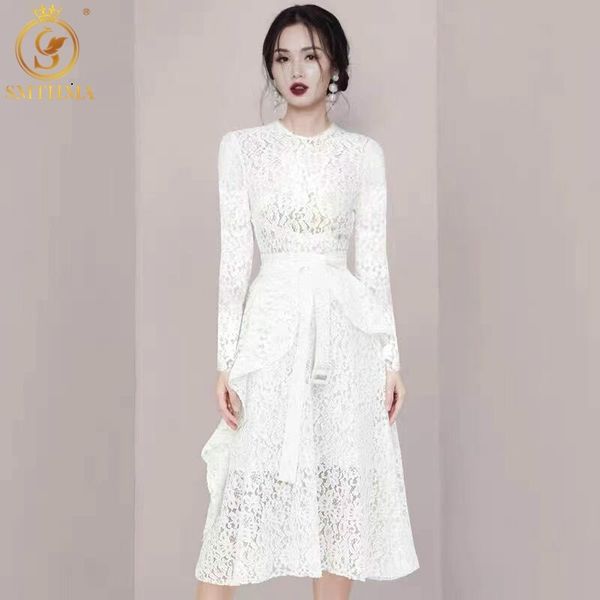 fashion designer runway lace dress women long sleeve hollow out ruffle white belt elegant vacation vestidos 210520, Black;gray
fashion designer runway lace dress women long sleeve hollow out ruffle white belt elegant vacation vestidos 210520, Black;gray
