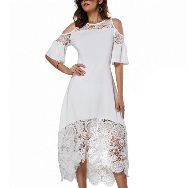 party dresses women off shoulder maxi dress elegant o-neck lace long casual loose a-line solid color sundress robe femme été, White;black
party dresses women off shoulder maxi dress elegant o-neck lace long casual loose a-line solid color sundress robe femme été, White;black