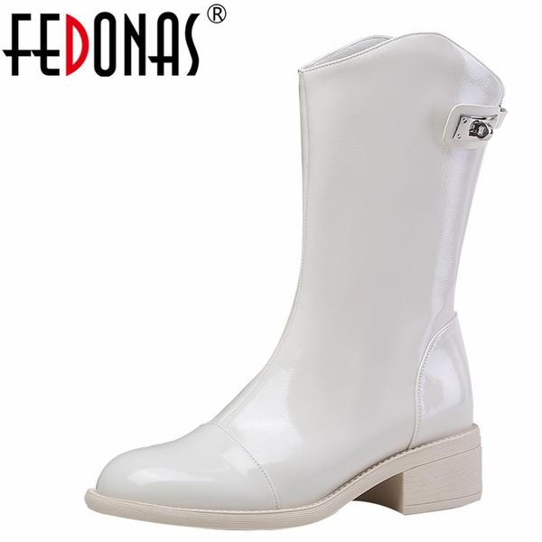 boots fedonas fashion metal decoration women mid-calf concise patent leather round toe thick heels back zip casual shoes woman, Black
boots fedonas fashion metal decoration women mid-calf concise patent leather round toe thick heels back zip casual shoes woman, Black