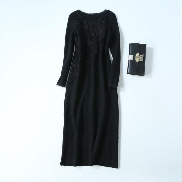 autumn and winter 2021 women's wool art retro silk stitching small beads long sleeve woolen dress casual dresses, Black;gray
autumn and winter 2021 women's wool art retro silk stitching small beads long sleeve woolen dress casual dresses, Black;gray