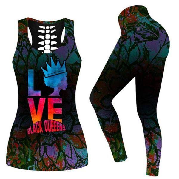 women's leggings ladies summer wear 2021 natural leaf love 3d printing fitness yoga set hollow vest tights high waist elastic sports, Black
women's leggings ladies summer wear 2021 natural leaf love 3d printing fitness yoga set hollow vest tights high waist elastic sports, Black