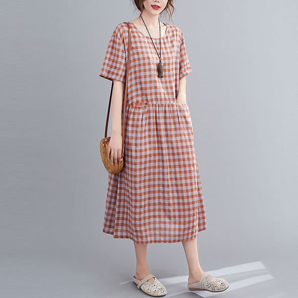 oversized women cotton casual dresses new arrival summer simple style o-neck vintage plaid loose female long dress s3342 210412, Black;gray
oversized women cotton casual dresses new arrival summer simple style o-neck vintage plaid loose female long dress s3342 210412, Black;gray