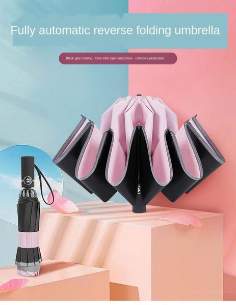 umbrellas 10k full-automatic three-folding car use reverse sunny rainy umbrella night reflective black coating sunscreen uv women
umbrellas 10k full-automatic three-folding car use reverse sunny rainy umbrella night reflective black coating sunscreen uv women