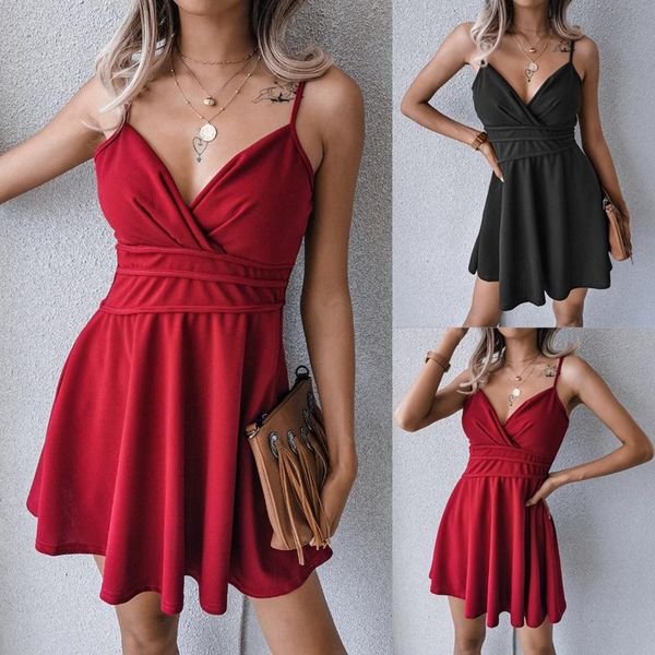 casual dresses 2021 women's summer cross v neck sling pleated dress for ladies fashion all match solid color short, Black;gray
casual dresses 2021 women's summer cross v neck sling pleated dress for ladies fashion all match solid color short, Black;gray