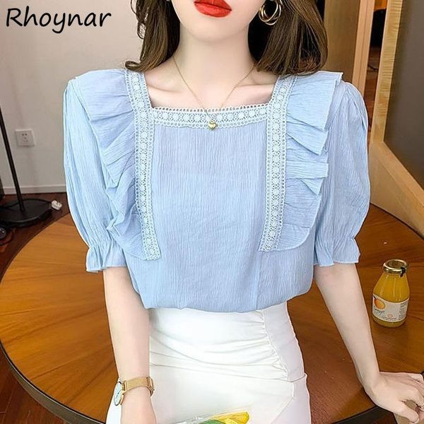 women's blouses & shirts plus size women summer korean style elegant fashion sweet short puff sleeve french ruffles chiffon baggy offi, White
women's blouses & shirts plus size women summer korean style elegant fashion sweet short puff sleeve french ruffles chiffon baggy offi, White