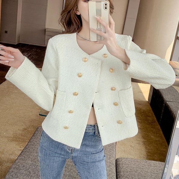 women's jackets autumn winter fashion short tweed jacket coat women casual slim o-neck outwear crop korean casaco feminino inverno 2021, Black;brown 
women's jackets autumn winter fashion short tweed jacket coat women casual slim o-neck outwear crop korean casaco feminino inverno 2021, Black;brown