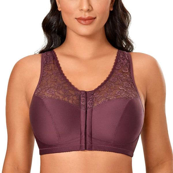 bras women's cotton front closure bra racerback full coverage sheer lace wire plus size underwear, Red;black
bras women's cotton front closure bra racerback full coverage sheer lace wire plus size underwear, Red;black