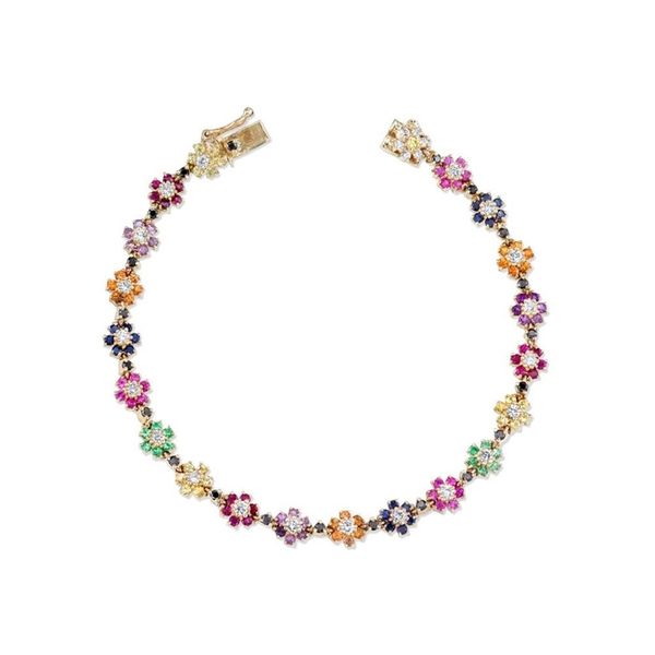 spring design jewelry dainty delicate beautiful colorful rainbow cz flower link chain women girl bracelet 211124, Black
spring design jewelry dainty delicate beautiful colorful rainbow cz flower link chain women girl bracelet 211124, Black