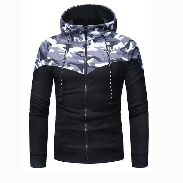 spring and autumn men's mustang printing zipper hoodies camouflage stitching sportswear harajuku leisure coats jackets & sweatshirts, Black
spring and autumn men's mustang printing zipper hoodies camouflage stitching sportswear harajuku leisure coats jackets & sweatshirts, Black