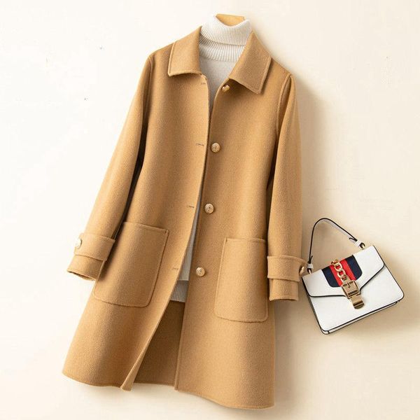 pure wool double-sided cashmere coat women's 2021 spring baby collar mid long loose slim woolen & blends, Black
pure wool double-sided cashmere coat women's 2021 spring baby collar mid long loose slim woolen & blends, Black