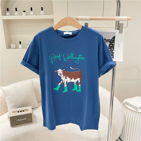 korean style personalized cow pattern t-shirt for women 2021 summer new ins loose fashion tshirt all-match short sleeve top, White
korean style personalized cow pattern t-shirt for women 2021 summer new ins loose fashion tshirt all-match short sleeve top, White