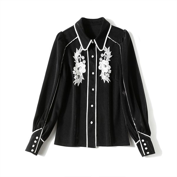 women flower embroidery black lantern long sleeve work wear office blusas femininas harajuku blouse shirt 210416, White
women flower embroidery black lantern long sleeve work wear office blusas femininas harajuku blouse shirt 210416, White