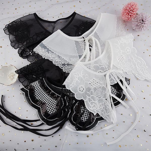 bow ties women lace fake collar cloud shoulder false doll shirt detachable women's necklace shawl wrap 2021 styles, Black;gray
bow ties women lace fake collar cloud shoulder false doll shirt detachable women's necklace shawl wrap 2021 styles, Black;gray