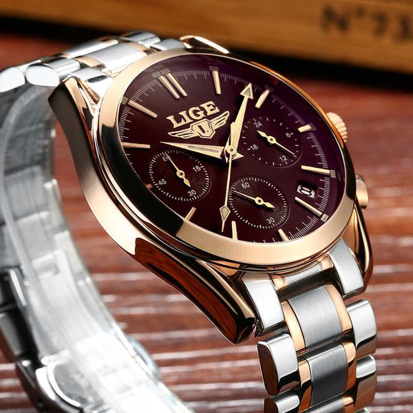 watches men lige brand full steel military watches men's quartz clock men business watch sport waterproof wristwatch man relojes 210527, Slivery;brown
watches men lige brand full steel military watches men's quartz clock men business watch sport waterproof wristwatch man relojes 210527, Slivery;brown