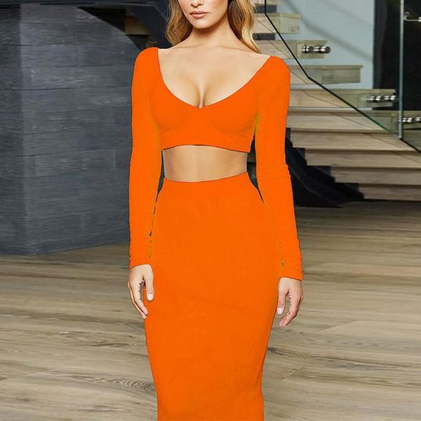 two piece dress 2021 spring bodycon wrap set long sleeve v-neck sexy, White 
two piece dress 2021 spring bodycon wrap set long sleeve v-neck sexy, White