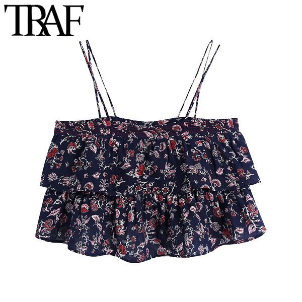 traf women fashion with frills printed cropped blouses vintage thin straps ruffled hem female shirts blusas chci 210415, White
traf women fashion with frills printed cropped blouses vintage thin straps ruffled hem female shirts blusas chci 210415, White
