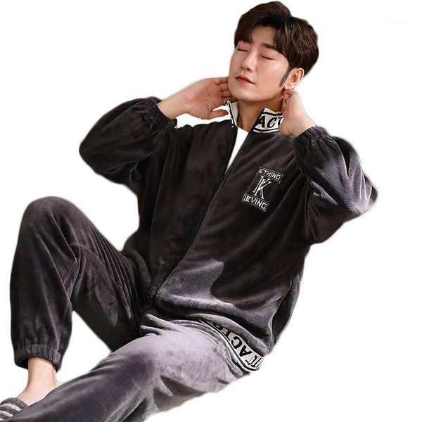 zipper coral fleece men pajamas winter thick warm flannel leisure men's suit sleepwear, Black;brown
zipper coral fleece men pajamas winter thick warm flannel leisure men's suit sleepwear, Black;brown
