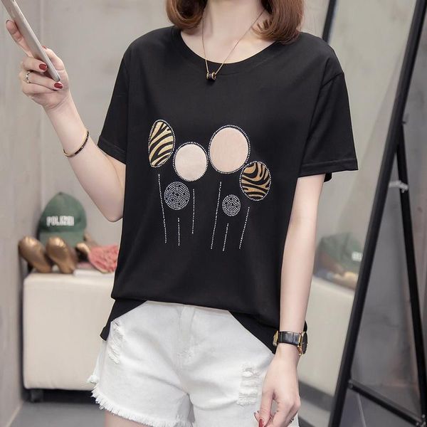 women's t-shirt cool summer 2021 fashion creativity diamonds short-sleeved female street casual loose plus size 4xl soft women, White
women's t-shirt cool summer 2021 fashion creativity diamonds short-sleeved female street casual loose plus size 4xl soft women, White