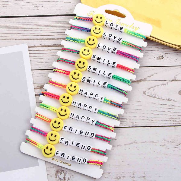 popular ethnic style ceramic smiling face men's and women's color woven letter bracelet, Golden;silver
popular ethnic style ceramic smiling face men's and women's color woven letter bracelet, Golden;silver