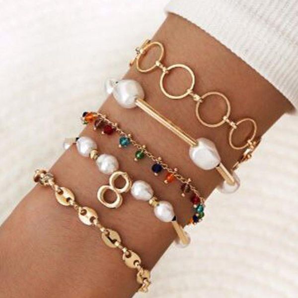 link, chain women bracelets with fashion imitation pearl 8 character temperament bracelet colorful beads circle five-piece jewelry wholesale, Black
link, chain women bracelets with fashion imitation pearl 8 character temperament bracelet colorful beads circle five-piece jewelry wholesale, Black