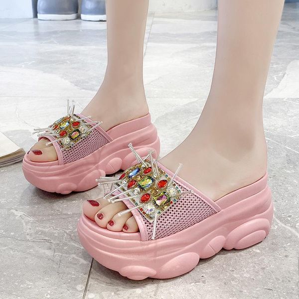slippers woman for beach chunky platform punk shoes sandalias rhinestone wedge sandals women summer high heels, Black
slippers woman for beach chunky platform punk shoes sandalias rhinestone wedge sandals women summer high heels, Black