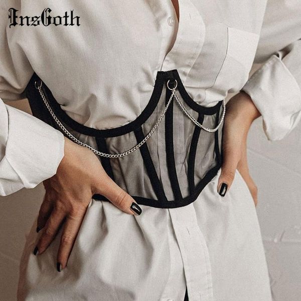 insgoth punk metal chain black corset mall goth high waist corsets harajuku vintage mesh see through shaper women belts, Black;brown
insgoth punk metal chain black corset mall goth high waist corsets harajuku vintage mesh see through shaper women belts, Black;brown