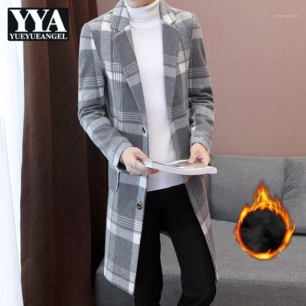 winter mens thick fleece lining warm long trech coat plaid slim fit overcoat blends korean single breasted outwear windbreaker men's tr, Tan;black
winter mens thick fleece lining warm long trech coat plaid slim fit overcoat blends korean single breasted outwear windbreaker men's tr, Tan;black