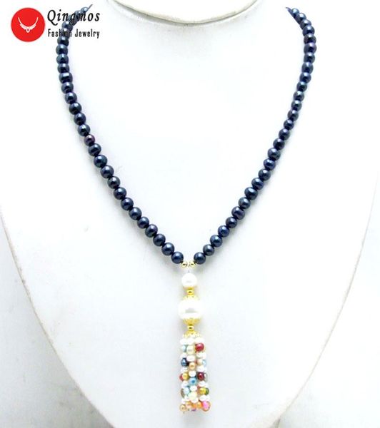 qingmos natural 6mm round black pearl necklace for women & multicolor baroque tassel pendant long 20'' necklaces, Silver
qingmos natural 6mm round black pearl necklace for women & multicolor baroque tassel pendant long 20'' necklaces, Silver