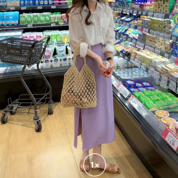 4 candy colors summer high elastic waist skirts womens casual side split midi long (x1911) 210508, Black
4 candy colors summer high elastic waist skirts womens casual side split midi long (x1911) 210508, Black