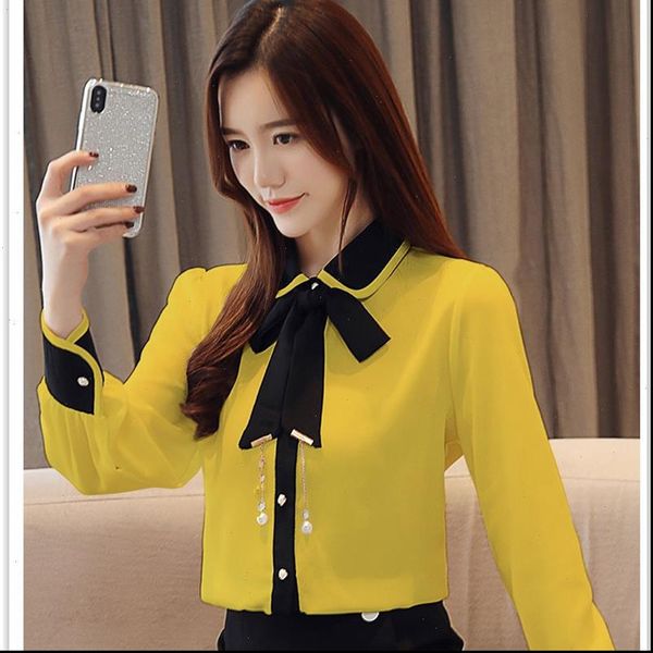 women blouses spring autumn style chiffon shirts lady casual long sleeve turn down collar bow tie blusas df3151, White
women blouses spring autumn style chiffon shirts lady casual long sleeve turn down collar bow tie blusas df3151, White