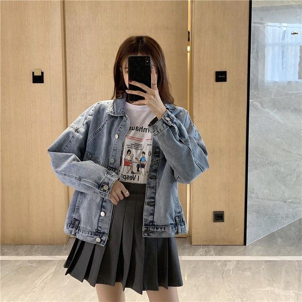 women's jackets 2021 autumn winter oversized denim outerwear loose high street fashionable korean style jeans, Black;brown
women's jackets 2021 autumn winter oversized denim outerwear loose high street fashionable korean style jeans, Black;brown