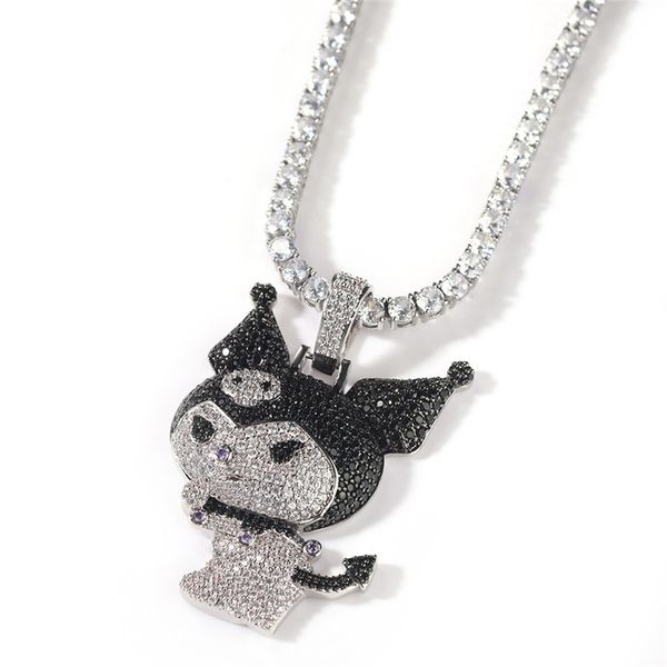 hip hop iced out little devil cartoon pendant necklace white gold plated micro paved zircon bling jewelry for men women, Silver
hip hop iced out little devil cartoon pendant necklace white gold plated micro paved zircon bling jewelry for men women, Silver