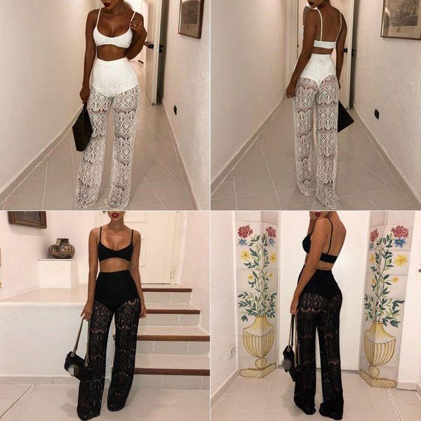women's pants & capris women wide leg lace high waist sheer summer see through patchwork long trousers, Black;white
women's pants & capris women wide leg lace high waist sheer summer see through patchwork long trousers, Black;white
