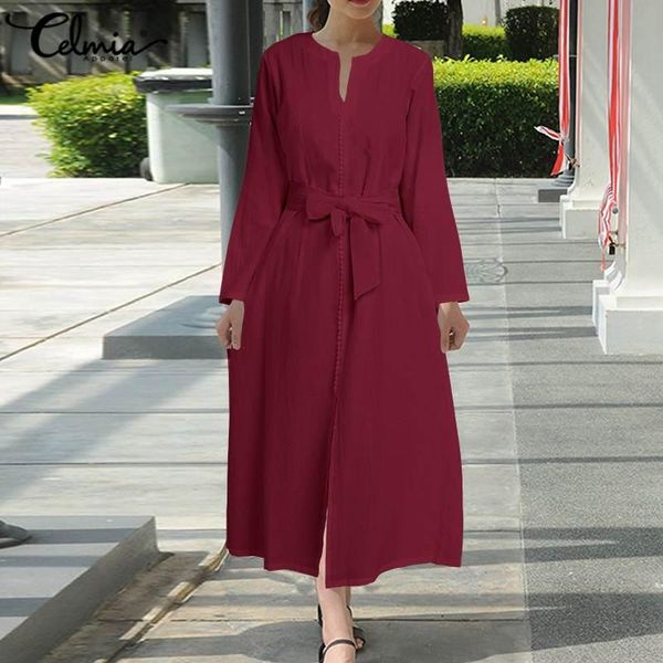 casual dresses celmia women solid cotton maxi autumn elegant long dress 2021 sleeve loose v neck vestidos belted robe femme, Black;gray
casual dresses celmia women solid cotton maxi autumn elegant long dress 2021 sleeve loose v neck vestidos belted robe femme, Black;gray