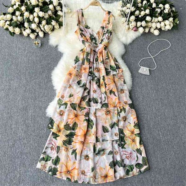 women fashion elegant print v collar high waist thin multi-layer chiffon seaside holiday dress vestidos de mujer s613 210527, Black;gray
women fashion elegant print v collar high waist thin multi-layer chiffon seaside holiday dress vestidos de mujer s613 210527, Black;gray