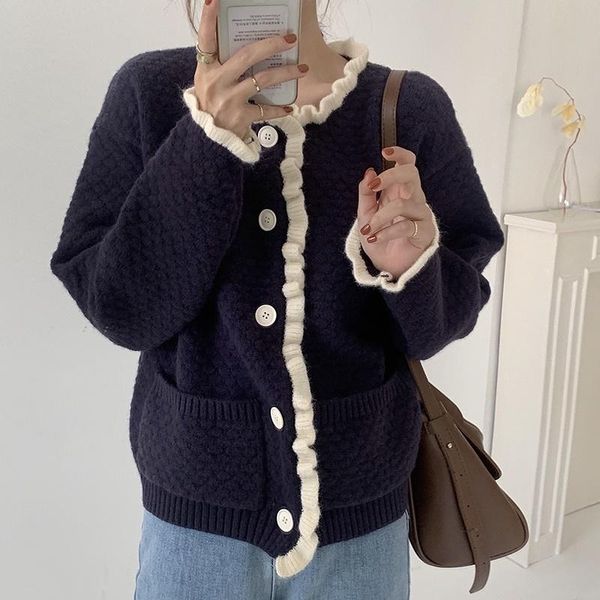 women's knits & tees chic korean fashion knit cardigans autumn winter 2021 elegant loose long sleeve pockets o neck patchwork ruched sw, White
women's knits & tees chic korean fashion knit cardigans autumn winter 2021 elegant loose long sleeve pockets o neck patchwork ruched sw, White