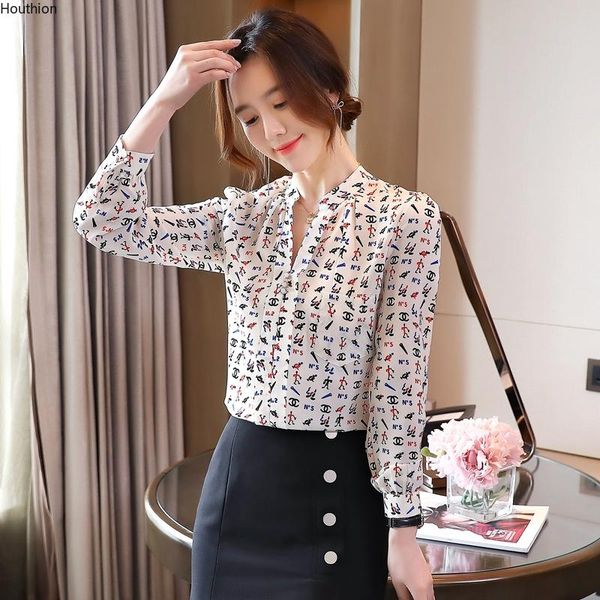 women's blouses & shirts houthion chiffon casual shirt long sleeved fashion korean style printed blouse v-neck, White
women's blouses & shirts houthion chiffon casual shirt long sleeved fashion korean style printed blouse v-neck, White