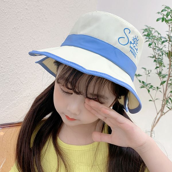 children s new spring hat color matching letters girls bucket hat boys travel buttons sun-proof bucket hat tide, Blue;gray
children s new spring hat color matching letters girls bucket hat boys travel buttons sun-proof bucket hat tide, Blue;gray