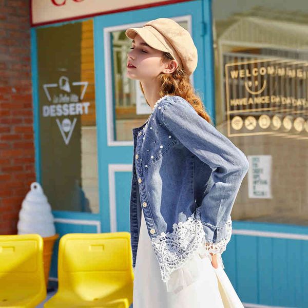 women's jackets elegant lace women denim jacket fashion spring korean slim jeans coat long sleeve pearl o neck washed girls outwea, Black;brown
women's jackets elegant lace women denim jacket fashion spring korean slim jeans coat long sleeve pearl o neck washed girls outwea, Black;brown