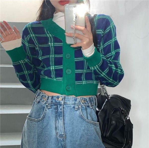 women's knits & tees casual spring autumn long sleeve crop cardigans 2021 streetwear plaid knitted jacket ladies vintage knitwear sweat, White
women's knits & tees casual spring autumn long sleeve crop cardigans 2021 streetwear plaid knitted jacket ladies vintage knitwear sweat, White