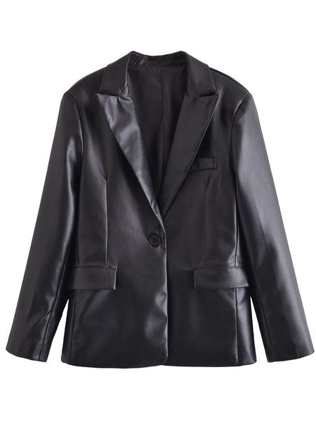 women's suits & blazers jc·kilig 2021 imitation leather straight cut suit coat w66455g, White;black
women's suits & blazers jc·kilig 2021 imitation leather straight cut suit coat w66455g, White;black
