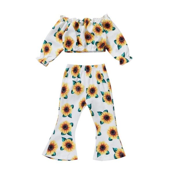 clothing sets 1-4years infant kids girls sunflower print clothes set 0-4y long sleeve off-shoulder cropped +flared trousers pants, White
clothing sets 1-4years infant kids girls sunflower print clothes set 0-4y long sleeve off-shoulder cropped +flared trousers pants, White