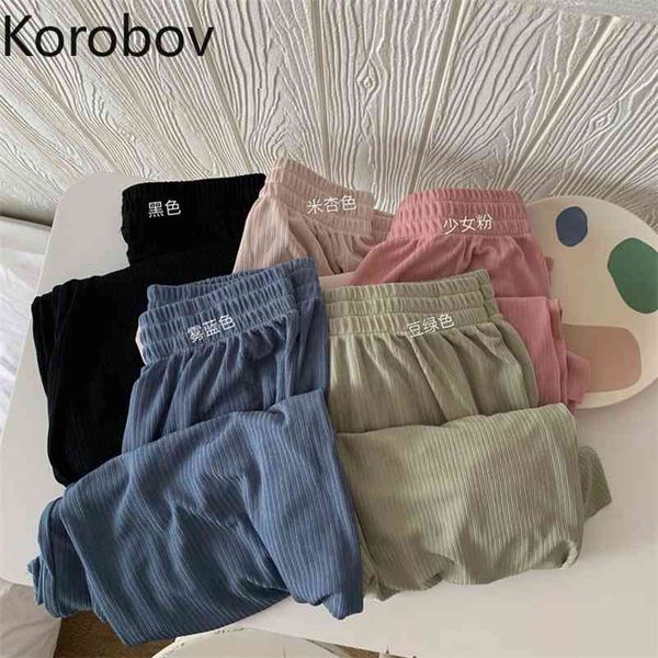 korobov korean women autumn winter new trousers vintage korean elastics high waist joggers streetwear wide leg pants 210430, Black;white
korobov korean women autumn winter new trousers vintage korean elastics high waist joggers streetwear wide leg pants 210430, Black;white