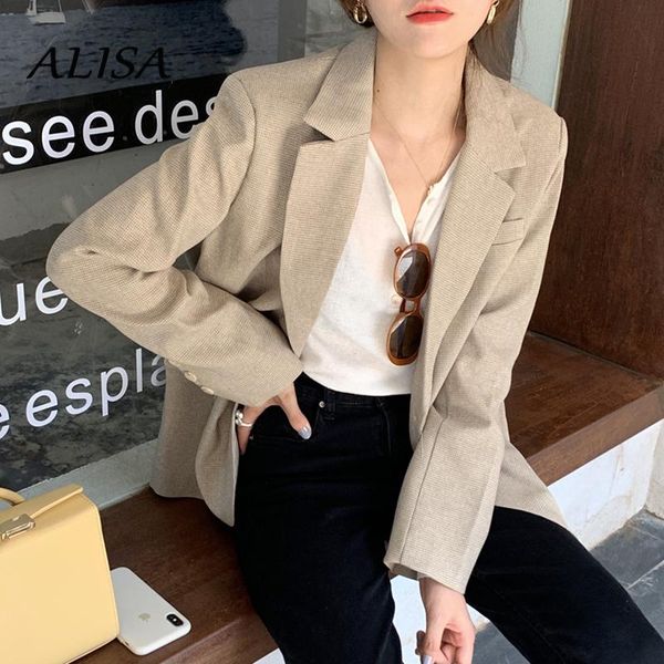 women's suits & blazers women elegant office blazer 2021 fashion autumn winter button solid plaid coat female oversized short outerwear, White;black
women's suits & blazers women elegant office blazer 2021 fashion autumn winter button solid plaid coat female oversized short outerwear, White;black