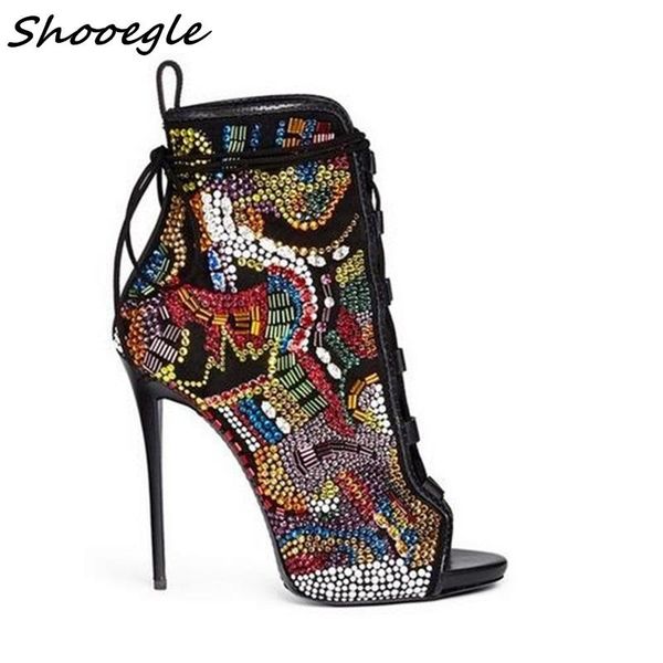 boots shooegle embroidered fashion luxury design women faux suede high heels pointed toe short booties gladiator lace up boats, Black
boots shooegle embroidered fashion luxury design women faux suede high heels pointed toe short booties gladiator lace up boats, Black